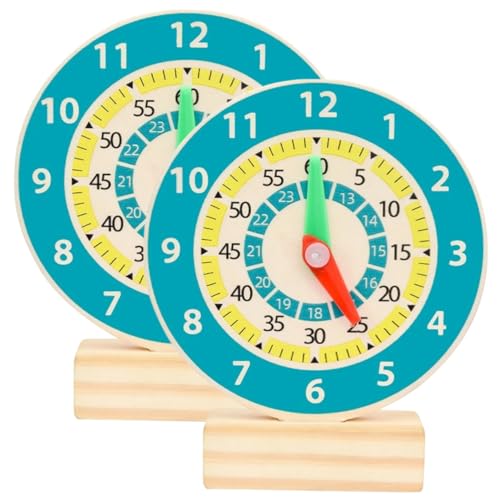 Garneck 2Stücke Holzuhren für Bildungsuhrmodell zur Zeitkognition Lernspielzeug Bunten Farben für Vorschule Hause Garneck 2Stücke Holzuhren für Bildungsuhrmodell zur Zeitkognition Lernspielzeug Bunten Farben für Vorschule Hause von Garneck