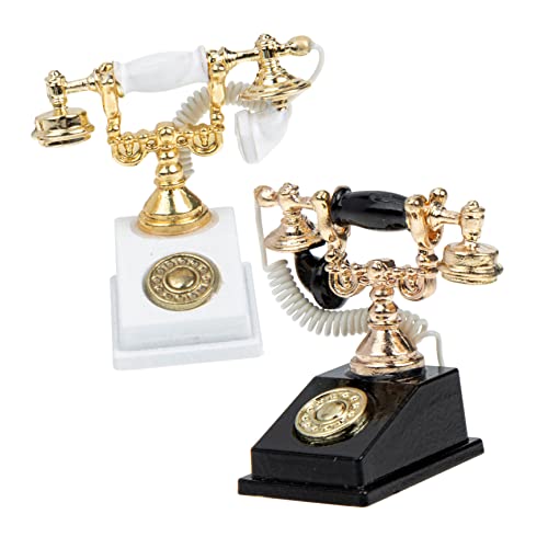 Garneck 2Stücke Retro Telefon Modelle Vintage Möbel Zubehör Für Puppenhäuser Dekorative Miniaturen Für Kreative DIY Projekte von Garneck