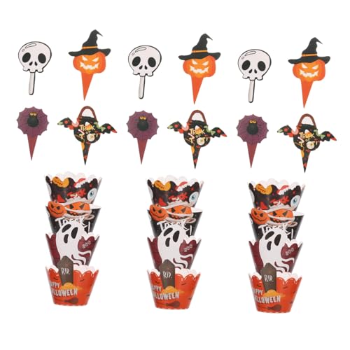 Garneck 2sätze Halloween-cupcake-topper Aus Papier Und Muffinförmchen Inklusive Spinnen Und Kürbis-designs Für Party-dekorationen Backförmchen Für Kuchen-dekoration Geeignet Für Garneck 2sätze Halloween-cupcake-topper Aus Papier Und Muffinförmchen Inklusive Spinnen Und Kürbis-designs Für Party-dekorationen Backförmchen Für Kuchen-dekoration Geeignet Für von Garneck