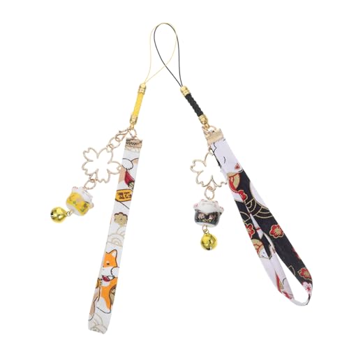 Garneck 2st Glückskatzen-handyanhänger Schlüsselanhänger Geldbeutel-anhänger Handy Charme Winkende Katzenanhänger Handy-lanyard Katze-telefon-charme Taschenanhänger Zinklegierung von Garneck