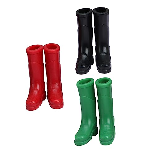 Garneck 3 Paare Puppenhaus Regenstiefelmodell Mini-Regenstiefel 1:12 Puppenhaus-Miniatur klein Puppenhaus-Regenstiefel Mini- -Plastikstiefel Mini -Prop Miniatur Stiefel von Garneck