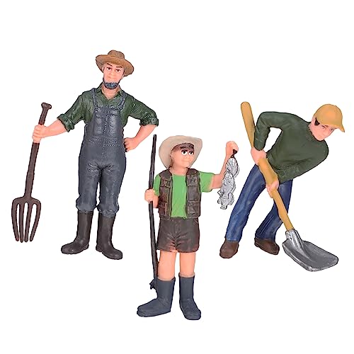 Garneck 3 Stück Bauernhof Figuren Set - Realistische Menschen Modelle Für Puppenhaus Und Action-Spielsets Perfekte Ergänzung Für Ihre Bauernhof Spielwelt von Garneck