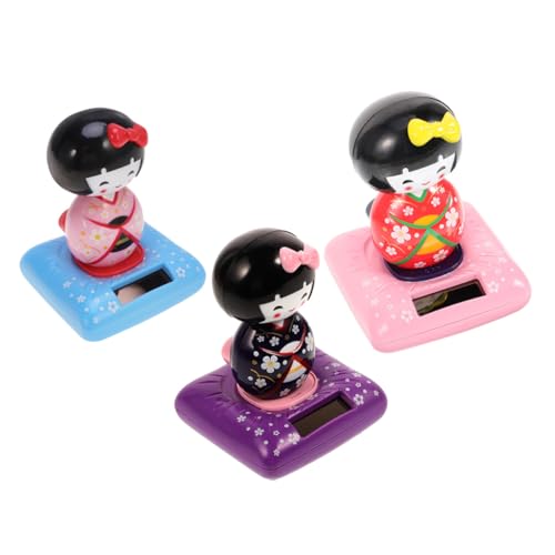 Garneck 3 Stück Kimono-Puppenfigur Kopfschüttelnde Autopuppe Kleine Desktop-Kimono-Puppenstatuen wackelpuppe car Decoration Kleines Kimono-Puppenspielzeug aus Kunststoff Kimono-Puppendekor von Garneck