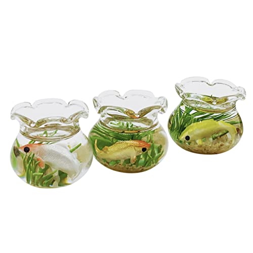 Garneck 3 Stück Koi-Aquarium Miniatur Tank klein Panzer Mini-Fischglas-Modell Mini-Aquarium Mini-Fischschalen Simulations-Aquarium-Modell gefälschtes Aquarium Plastik Zufällige Farbe von Garneck