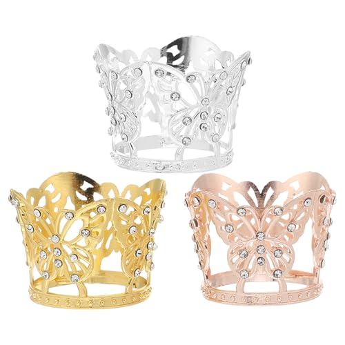 Garneck 3 Stück Kuchendekorationskrone Geburtstagsaufsätze Für Kuchenfrauen Tortenaufsätze Für Geburtstage Blumen-cupcake-topper Kronenaufsatz Für Kuchen Cake Toper Crown Strasssteine von Garneck