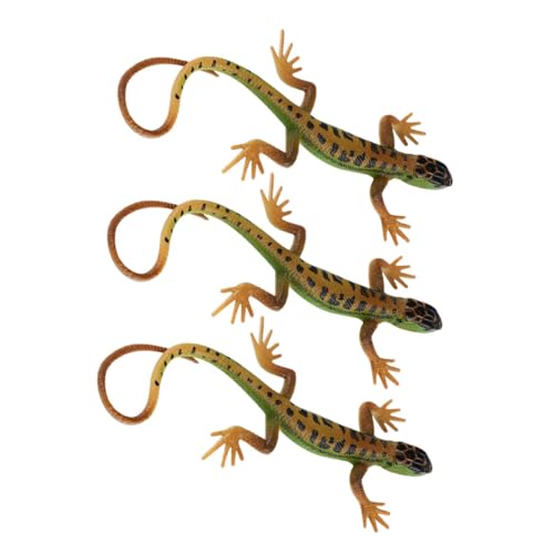 Garneck 3 Stück Künstliche Eidechsen Figuren Realistische Deko für Garten und Party Lebensnahe Reptilien Statue aus Sicherem zur Verschönerung von Pflanzen und Terrarien von Garneck