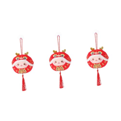 Garneck 3 Stück Kuscheltier Chinesisches Neujahr Maskottchen Plüschspielzeug Hängende Dekoration für Wohnzimmer und Auto Glücksbringer für Jahr des Drachen Tragbar und Vielseitig von Garneck