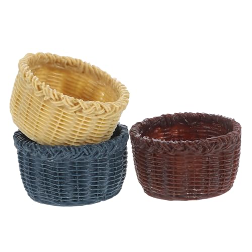 Garneck 3 Stück Mini -Korbspielzeug Miniaturkörbe klein Weihnachten Mini geflochtener Korb Mini-Korb zum Basteln Puppenhaus-Mini-Korb Mini-Hausverzierung Mini-Hauskorb Harz von Garneck