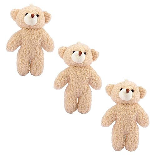 Garneck 3 Stück Plüschtier-Schlüsselanhänger süße schlüsselanhänger Kuscheltier Schlüsselanhänger Plüschbär Accessoire Plüsch-Bärentaschen-Anhänger Plüschtiere Anhänger PP Baumwolle Beige von Garneck