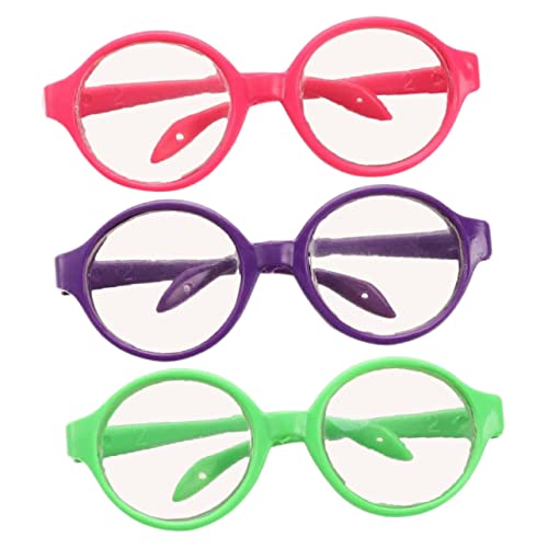 Garneck 3 Stück Puppenbrillen Säuglingsspielzeug Puppenzubehör Puppen Ankleidezubehör Glitzer Babypuppe Mädchen Mini Puppenbrillen Puppen Puppen Ankleidebrille Rosa Seltsames von Garneck