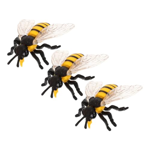 Garneck 3 Stück Realistische Bienenfiguren aus Kunststoff Pädagogisches Tier für Detailgetreue Honigbienen Modelle als Dekoration und Lernspielzeug für Geburtstagsfeiern und Schulprojekte von Garneck