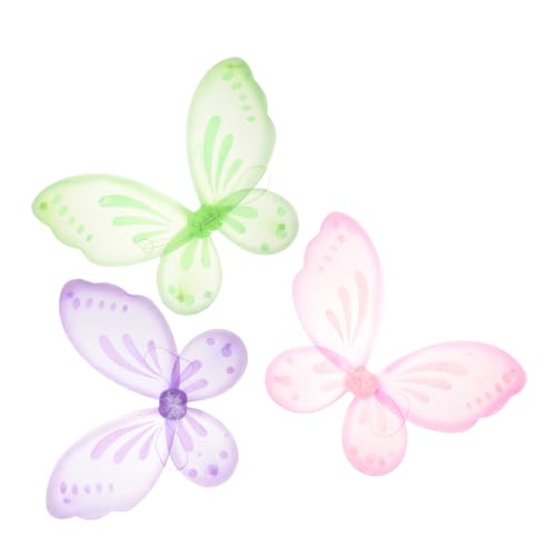 Garneck 3 Stück Schmetterlingsflügel Prinzessinnenflügel Spielkostüm Mädchen Schmetterling Mädchen Kostümzubehör Mädchenflügel Halloween Party Favor Flügel Kostüm Kleid Geburtstagsflügel von Garneck
