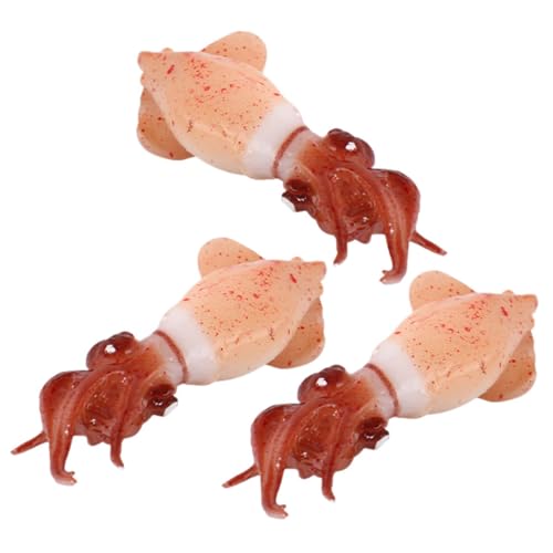 Garneck 3 Stück Simuliertes Tintenfischmodell Figur -Skulptur künstliche Lebensmittelquelle -Requisite Simulation von Tintenfischdekorationen PVC von Garneck