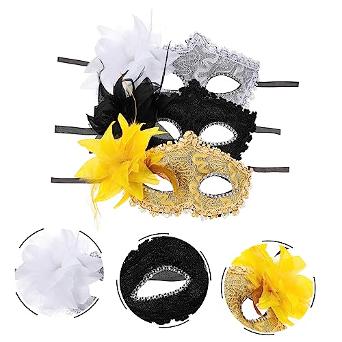 Garneck 3 Stück Teiliges Maskenball mit Spitzenblumen Masken in Gold Silber und Schwarz Masquerade Masken für Halloween Kostüm und Karnevalspartys Bequeme Cosplay Gesichtsdekoration Garneck 3 Stück Teiliges Maskenball mit Spitzenblumen Masken in Gold Silber und Schwarz Masquerade Masken für Halloween Kostüm und Karnevalspartys Bequeme Cosplay Gesichtsdekoration von Garneck