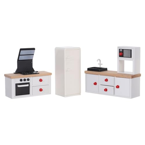 Garneck 3 Stück Teiliges Miniatur Dollhouse Küchenmöbelset Realistischer Kühlschrank Küchenzeile und Herd für Rollenspiele Spielwaren für Fantasievolles Garneck 3 Stück Teiliges Miniatur Dollhouse Küchenmöbelset Realistischer Kühlschrank Küchenzeile und Herd für Rollenspiele Spielwaren für Fantasievolles von Garneck