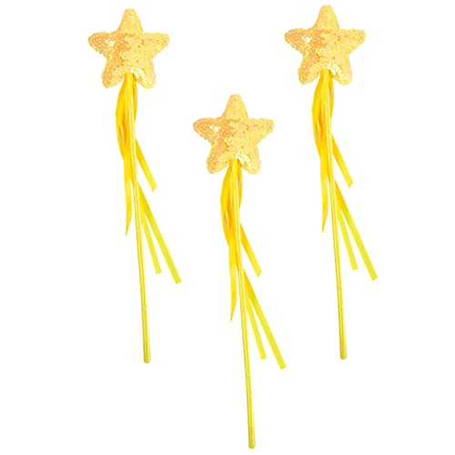 Garneck 3 Stück Zauberstab Fee Stöcke Kind Stange Gelber Sternstab Funkeln Zauberstäbe Mit Schleifendesign Tragbare Engelsstäbe Hexenstab Zauberstäbe Für Mädchen Plastik Yellow von Garneck
