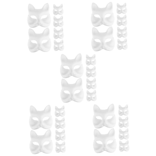 Garneck 30 Stk Handbemalte Maske Maskenstütze Unbemalte Maske Für Party Maskerade-maske Für Frauen Diy Masken Für Die Party Diy-maske Fuchs Kind Gesichtsmaske Papier Weiß von Garneck