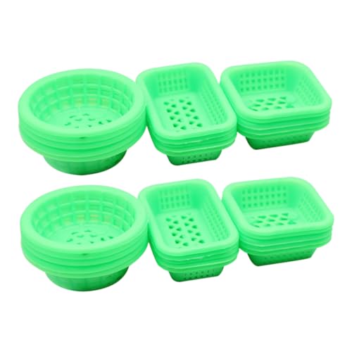Garneck 30 Stück Mini Hauskörbe Weidenkörbe Winzige Miniaturpuppe Aufbewahrungskorb Mini Möbel Mini Hausverzierungen Mini Hausmöbel Dekorativer Korb Modell Abs Grün von Garneck