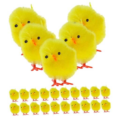 Garneck 36 Stück Teiliges Mini Küken aus Kunststoff und Plüsch Kleine Hühnerfiguren für Osterdeko Party und Gartendekoration Langlebige und Detailreiche Miniatur Hühnerornamente von Garneck