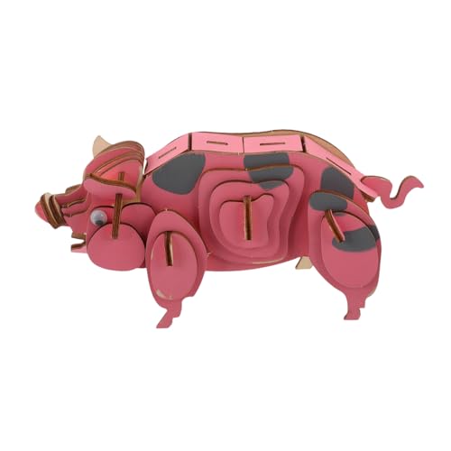 Garneck 3D -holzschwein -Puzzle Handgefertigtes Tiermodell DIY Sammlungstisch Display Puzzle Kreative Schweinerbau Kits Holzhandwerksrätsel Für Bildung Holzspielzeug von Garneck