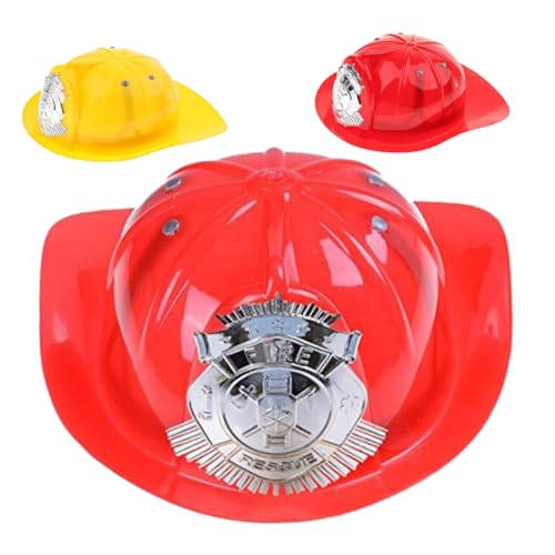 Garneck 3Stücke Feuerwehrhelm für Kunststoff Feuerwehrmann Hüte Neuheit Kostümzubehör für Jungen und Verstellbare Mützen für Rollenspiele Zubehör für Halloween von Garneck