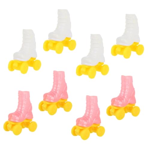 Garneck 4 Paar Rollschuhe Rollschuh Bastelarbeiten Für Puppen Rollschuhe Für DIY Puppen Mini Schlittschuhe Für Puppen Mini Schuhe Puppenherstellungsbedarf Schlittschuh von Garneck