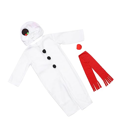 Garneck 4 STÜCKE Schneemann Kostüm Teilig Jumpsuit Schal Kopfstück Nylon Cosplay Verkleidung Weihnachtsfest Fasching Bühnenauftritt von Garneck