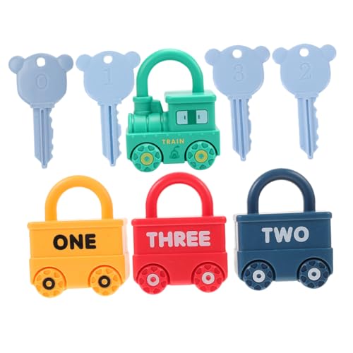 Garneck 4 Satz Schlüsselschloss- Alphabet-Lehnspielzeug Zahlenspielzeug zählen Kinderschlossschlüsselspielzeug für die Autowaschanlage Sensorische Tafel loinhgeo Plastik von Garneck