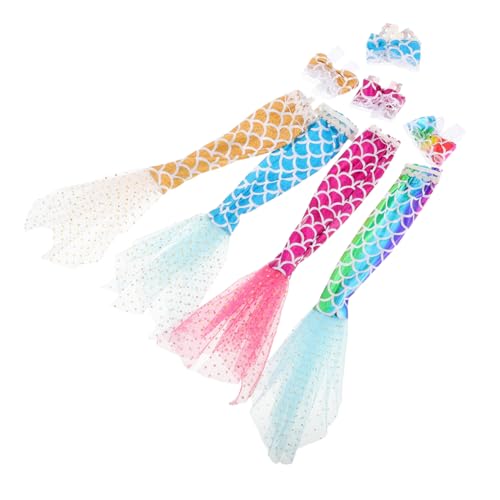 Garneck 4 Sets Babypuppenkleidung Puppenkleidung Meerjungfrauenschwanzkleid Glitzer Outfit Meerjungfrauenkleidung Puppe Glitzerkleid von Garneck