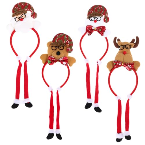 Garneck 4 Stck. Teiliges Weihnachts-stirnband mit Rentiergeweih Schneemann Bär und Santa Motiv Vielseitige Haaraccessoires für Damen Einfache Anwendung Festliche Kopfbedeckung für von Garneck