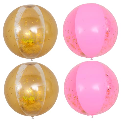 Garneck 4 Stück Blitzkugel Strandball mit Pailletten Partei, die Ball spielt Sommer-Poolball Aufblasbare Strandbälle Wasserball Strandball für PVC von Garneck