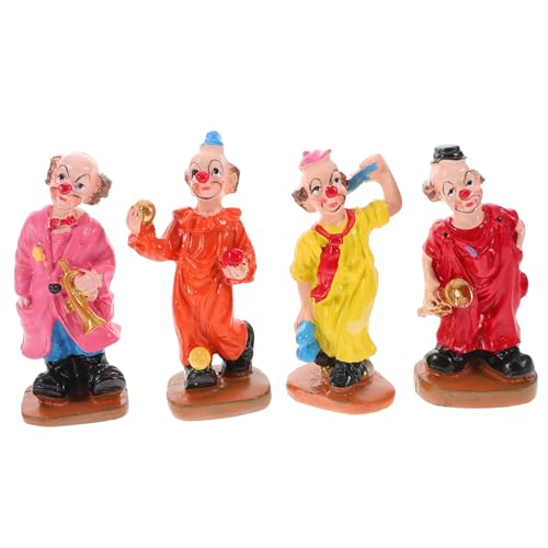 Garneck 4 Stück Clown-Ornamente süßer Clown Mini -Clown -Figuren Mini-Clown-Puppe Clown- Clownfiguren Clown-Accessoires für Frauen Harz von Garneck