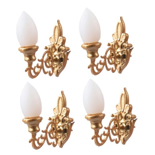 Garneck 4 Stück Dekorative Lampe aus Moos drinnen klein Mini-Wandlampen Landschaftsdekor Puppenhaus Wandleuchte Modell sandtisch selber Machen Mini-Lichter Abs Golden von Garneck