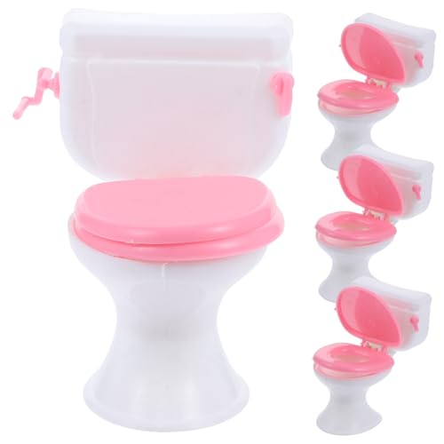 Garneck 4 Stück Dekoratives Mini Toiletten Teiliges Puppenhaus Zubehör für Realistische Szenen für DIY Projekte und Kreative Wohnraumgestaltung von Garneck