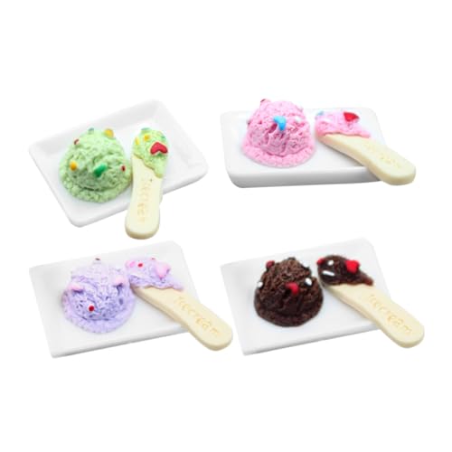 Garneck 4 Stück Eiscreme -eismodell Simulationseis Puppe Vorgeben Süße Miniatur Entzückendes Kleines Tragbares Kleines Entzückendes Mini- Harz von Garneck