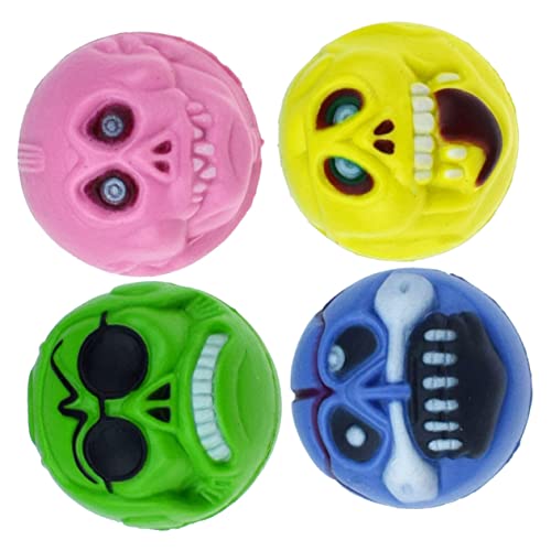 Garneck 4 Stück Halloween Gummibälle mit Gruseligem Gesicht Elastische Sprungbälle Zufälligen Farben für Party Zubehör und Freizeitaktivitäten Zufällige Farbe von Garneck