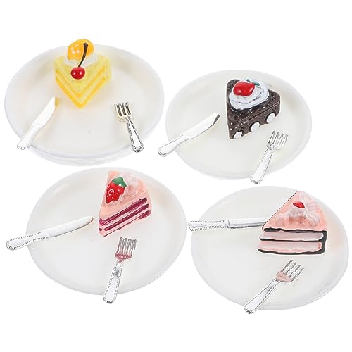 Garneck 4 Stück Mini-Dessertkuchen- Miniatur-Rollenspiel gefälschter Dessertkuchen Mini-Kuchenverzierung dekorative Fake-Food-Requisite Mini- -Küchenzubehör Harz von Garneck