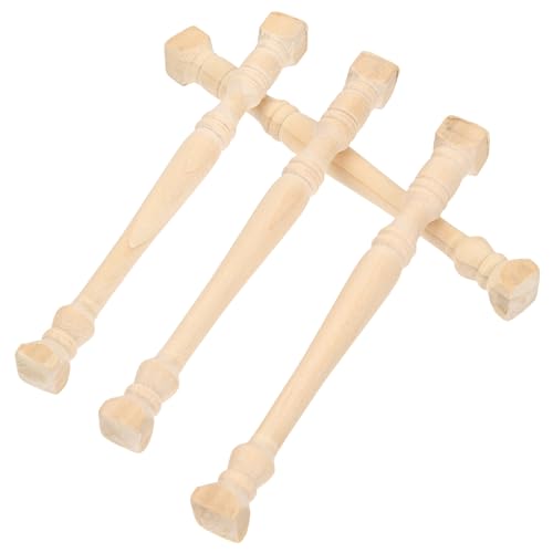 Garneck 4 Stück Mini Holz Säulen Römische Miniatur Säulen für Puppenhaus Zubehör DIY Mikrolandschaft Dekoration Sicher und Dekorativ für Mini Häuser und Kreative Projekte von Garneck