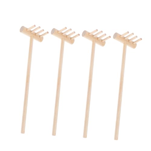 Garneck 4stücke Miniatur Sandrechen Aus Holz Für Sandkasten Und Garten Mikrowerkzeuge Für Kleine Hände Für Kreative Sandspiel-Dekorationen von Garneck