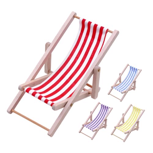 Garneck 4 Stück Miniatur-strandstuhl Für Puppenhaus: Klappstuhl Aus Holz, Spielzeug, Party-Dekoration – Mini-möbel-Ornament Für Kinderzimmer, Mikrolandschaft von Garneck