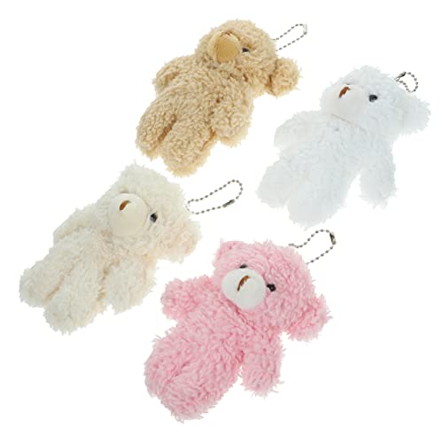 Garneck 4 Stück Plüschbär lauch Kuscheltier niedliche Auto Dekoration plushbit schlüsselhalsband Rucksack-Schlüsselanhänger Plüsch-Bären-Ornamente Handtaschen bezaubern Minibären von Garneck