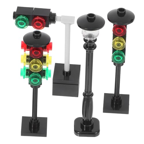 Garneck 4 Stück Signallichtschild- früh Kind Rot Ampel für Puppenhaus Lernen Gelb Lampe Ampelspielzeug für Spielset Ampel für Landschaftsdekoration Abs Black von Garneck