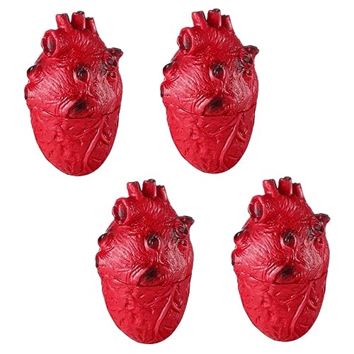 Garneck 4 Stück Simuliertes Herz Halloween gruselige Körperteile Zeigen Herz Dekorationen Simulation blutiges Herz Requisiten gruselige Requisite realistische Herzstütze Vinyl rot von Garneck