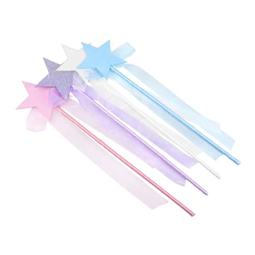 Garneck 4 Stück Teiliges Glitzerstern Feenstab Leicht und Langlebig Handliche Zauberstäbe für Party Cosplay Geburtstagsgeschenke für Mädchen in Blau und Weiß von Garneck