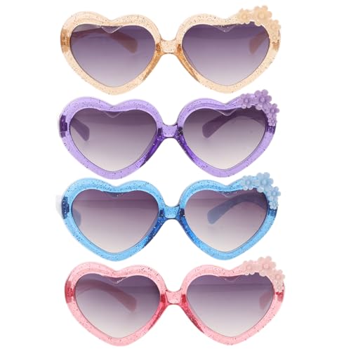 Garneck 4 Stück Teiliges Herz Sonnenbrille für Lustige Dekorative Brillen Transparenten Farben Champagner Blau für Partys und Festivals von Garneck