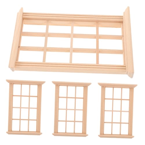 Garneck 4 Stück Teiliges Miniaturfenster Rahmen für Puppenhaus DIY Dekoration Maßstab aus Hochwertigem für Kreative Bastelprojekte und Miniaturmöbel Zubehör von Garneck