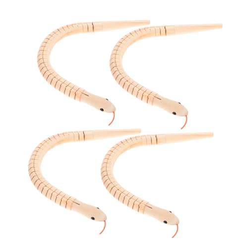 Garneck 4 Stück Teiliges aus Holzspielzeug Schlangen für Flexible Schlangenmodelle Bemalbare Holztiere für Kreative DIY Projekte Unbemalt für Endlosen von Garneck