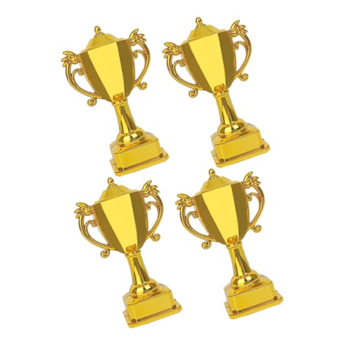 Garneck 4 Stück Trophäenmodell Party lustig winzig Mini für Turniertrophäe kleine Trophäe Siegerpokal als Fußball-Trophäe Kinderpreis Trophäe Plastik Golden von Garneck
