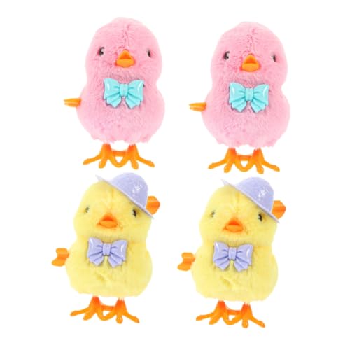 Garneck 4 Stück Uhrwerk Huhn Spielzeuge Springen Kükenspielzeug Hühnchenspielzeug Küken Ziehen Auf Huhn Aufziehen Küken Aufziehen Hühner Aufziehen Plüsch von Garneck