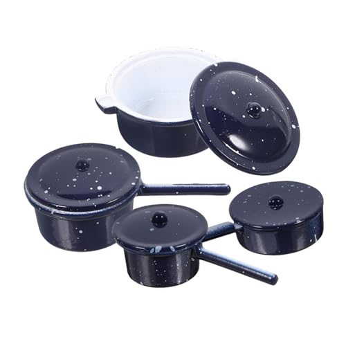 Garneck 4 Stück kleines Haushaltskochgeschirr küche deko küchen deko - Puppenhaus Zubehör - Dekoration für Puppenhaus Micro Mini-Hausdekor-Accessoire Mini-Küchendekoration Legierung Black von Garneck